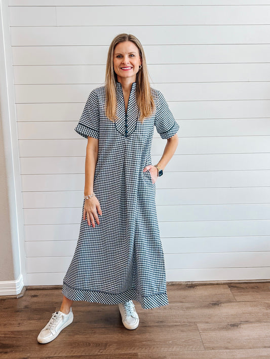 The Harbor Gingham Midi Dress