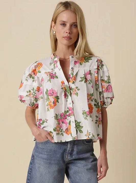 Megan Floral Puff Sleeve Top