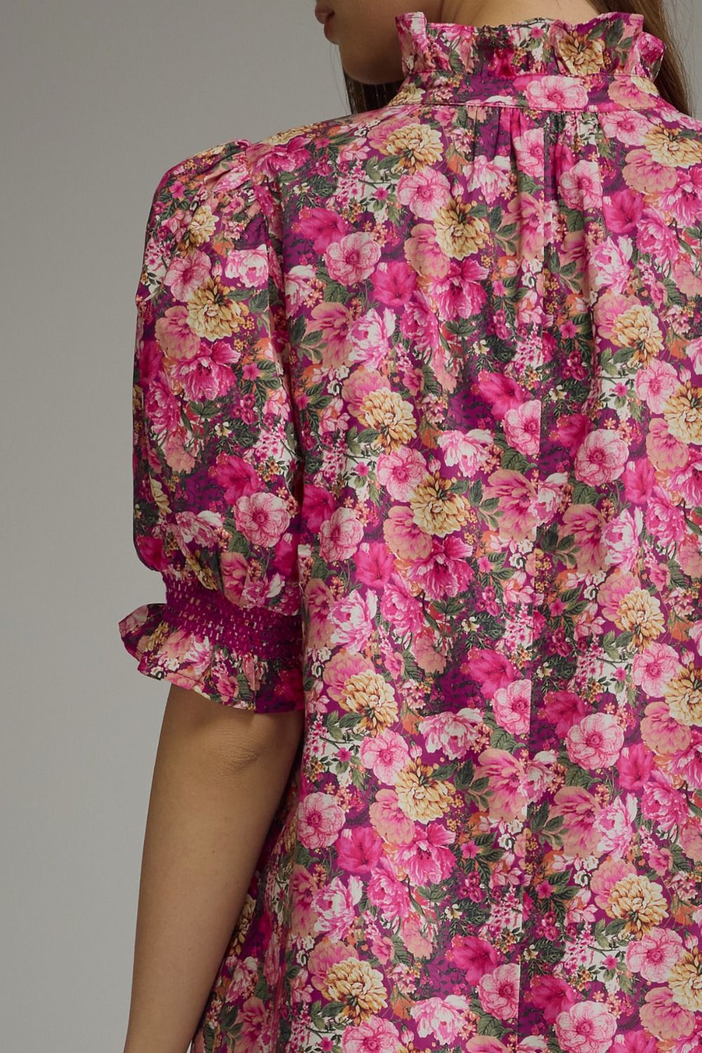 Magenta Floral Midi Dress