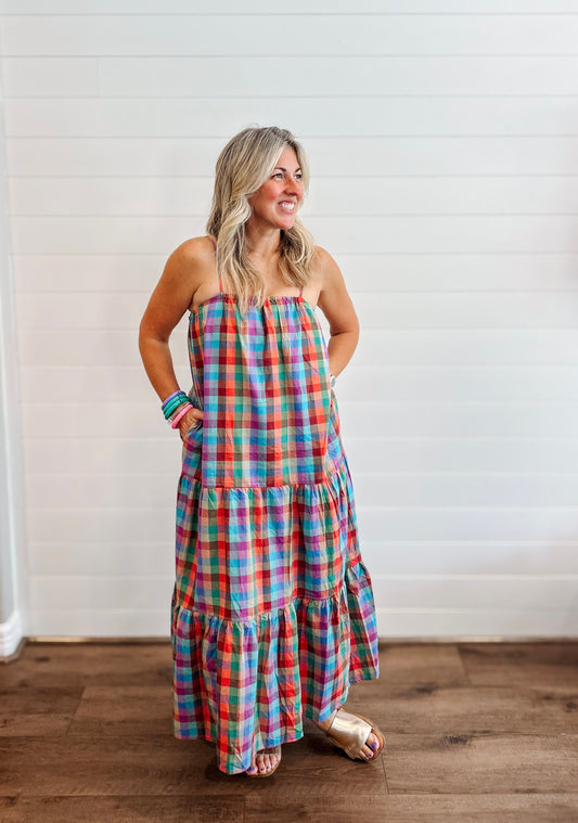 Madrid Plaid Maxi Dress