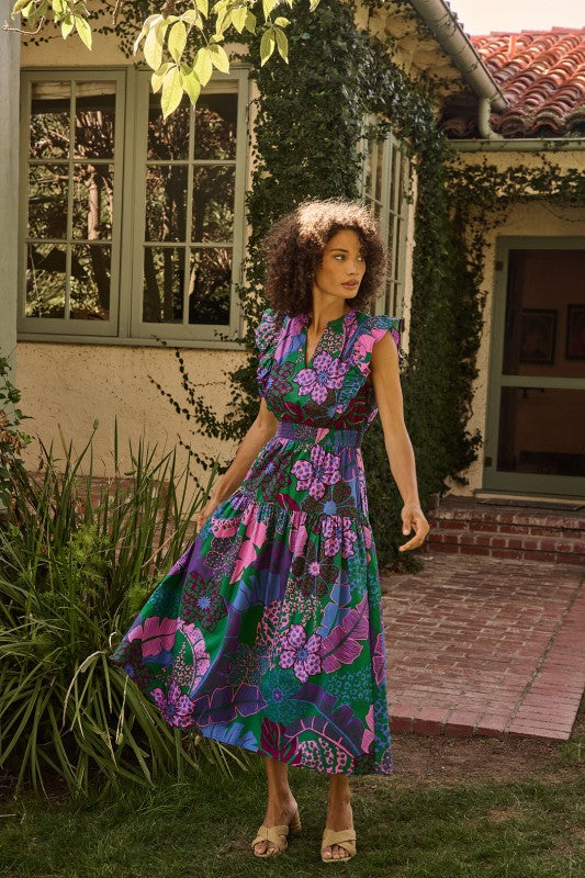 VIENNA RUFFLE MIDI DRESS