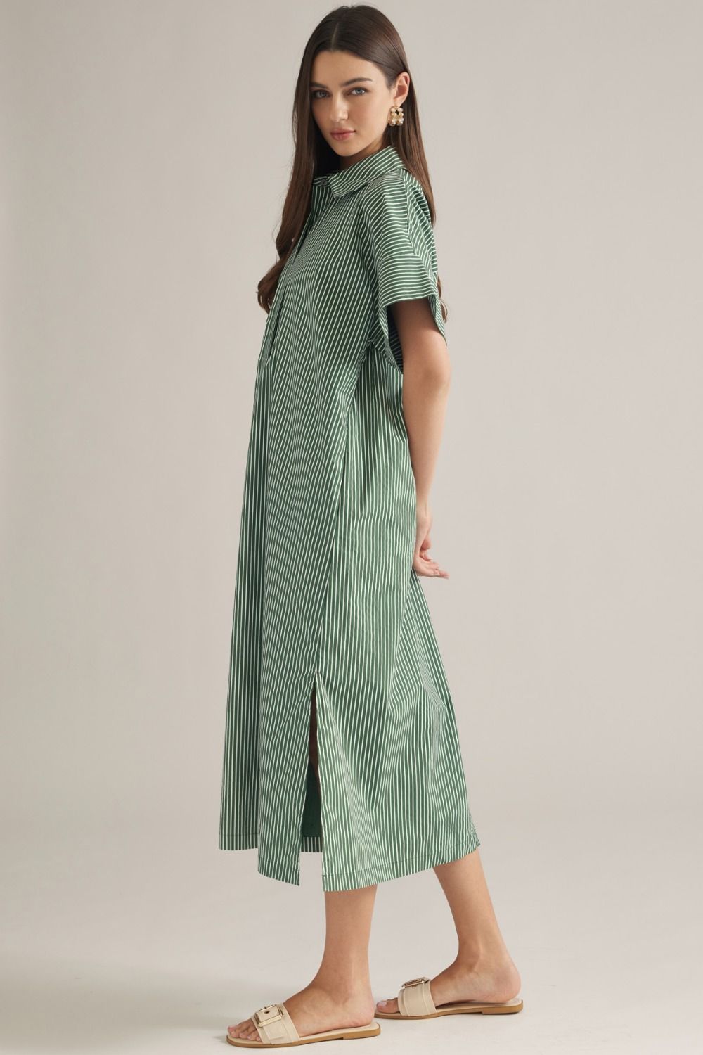 Timeless Striped Midi - Hunter Green