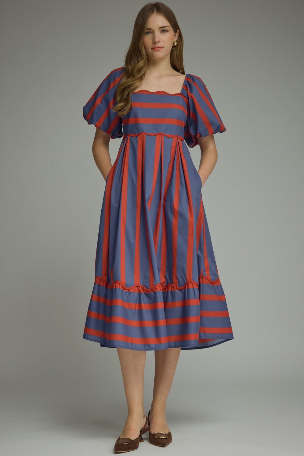 Autumn Stripes Midi Dress