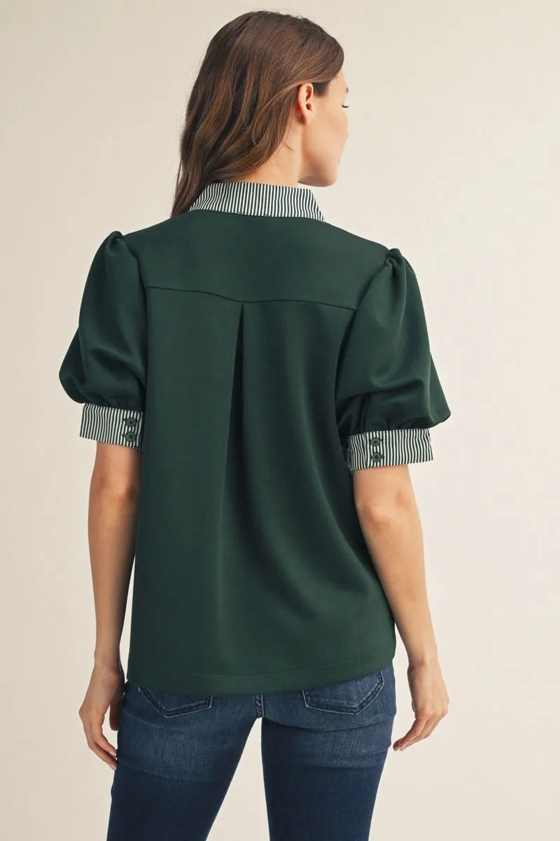 Falling For You Hunter Green Top