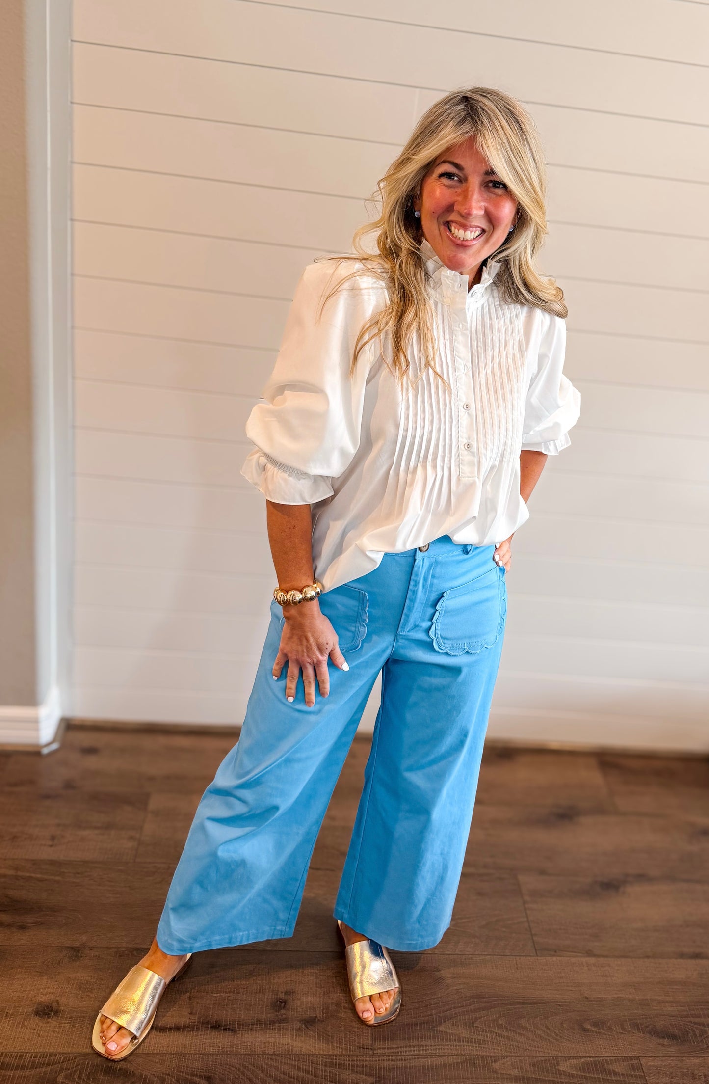 Eloise Pintuck Top - White