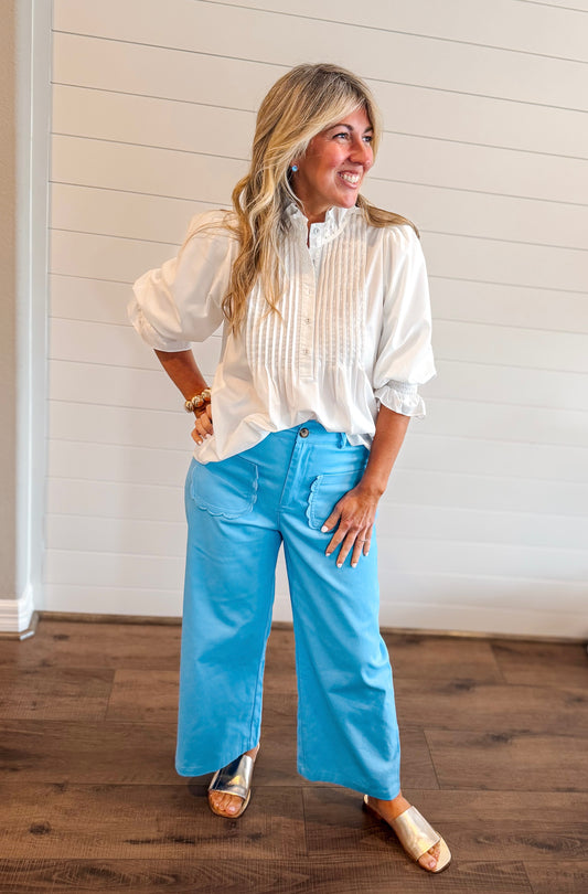 Scallop Pocket Pant in Blue