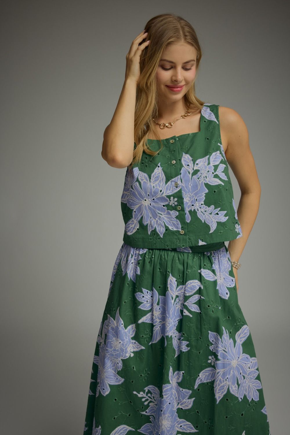 Emerald Eyelet Top