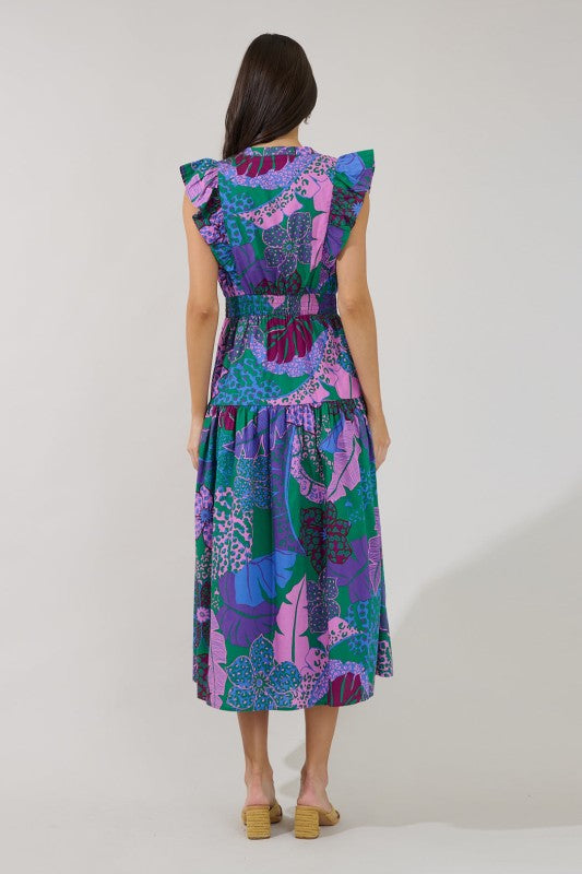 VIENNA RUFFLE MIDI DRESS