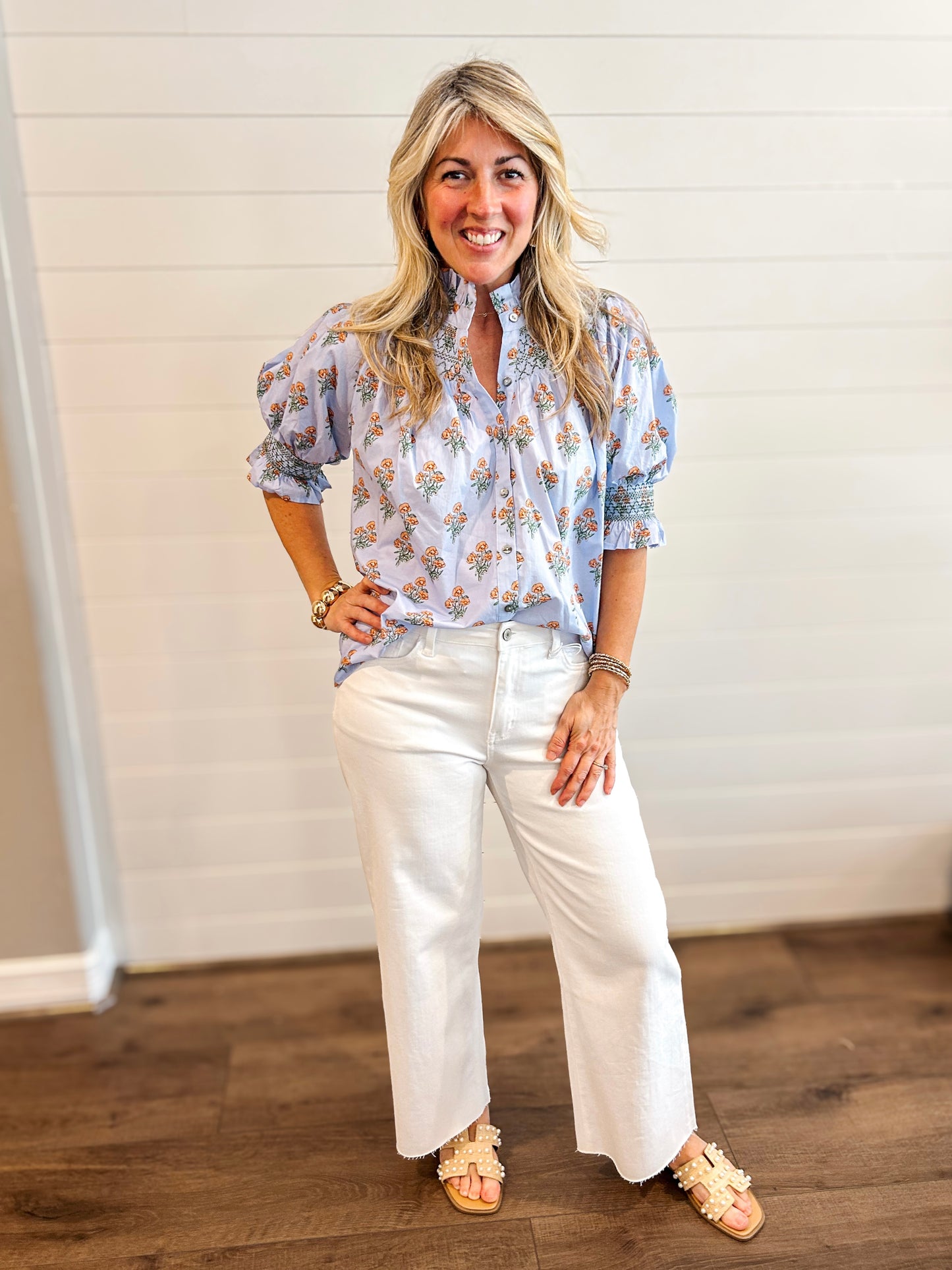 Periwinkle Floral Smocked Top