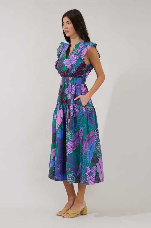 VIENNA RUFFLE MIDI DRESS