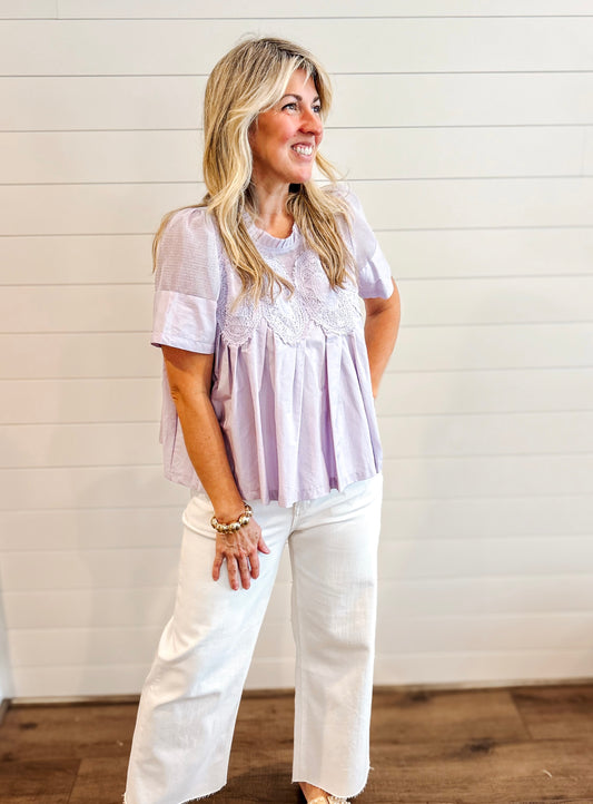 Lilac Mesh Sleeve Top