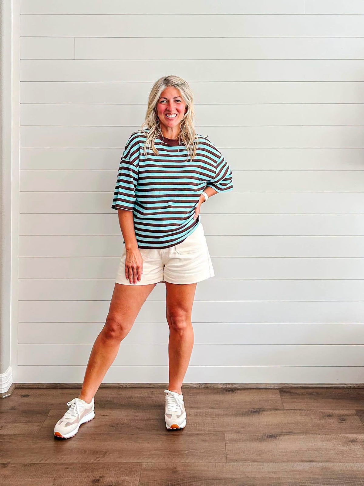 Mocha Sky Ribbed Stripe Top