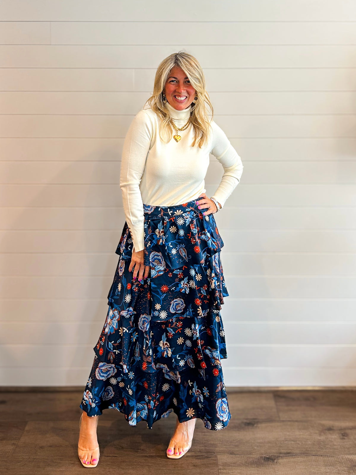 Floral Printed Tiered Maxi Skirt
