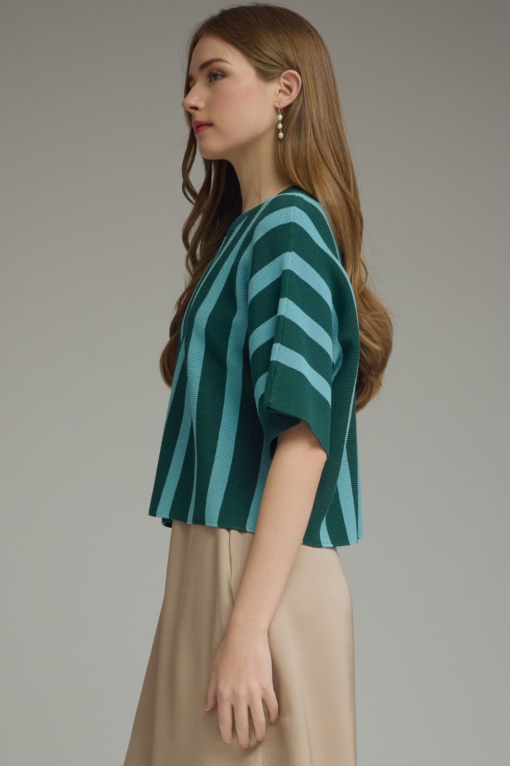 Coastal Stripe Dolman Sweater Top