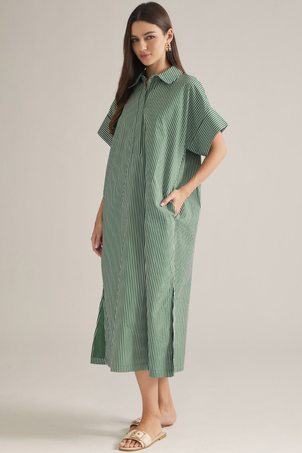 Timeless Striped Midi - Hunter Green