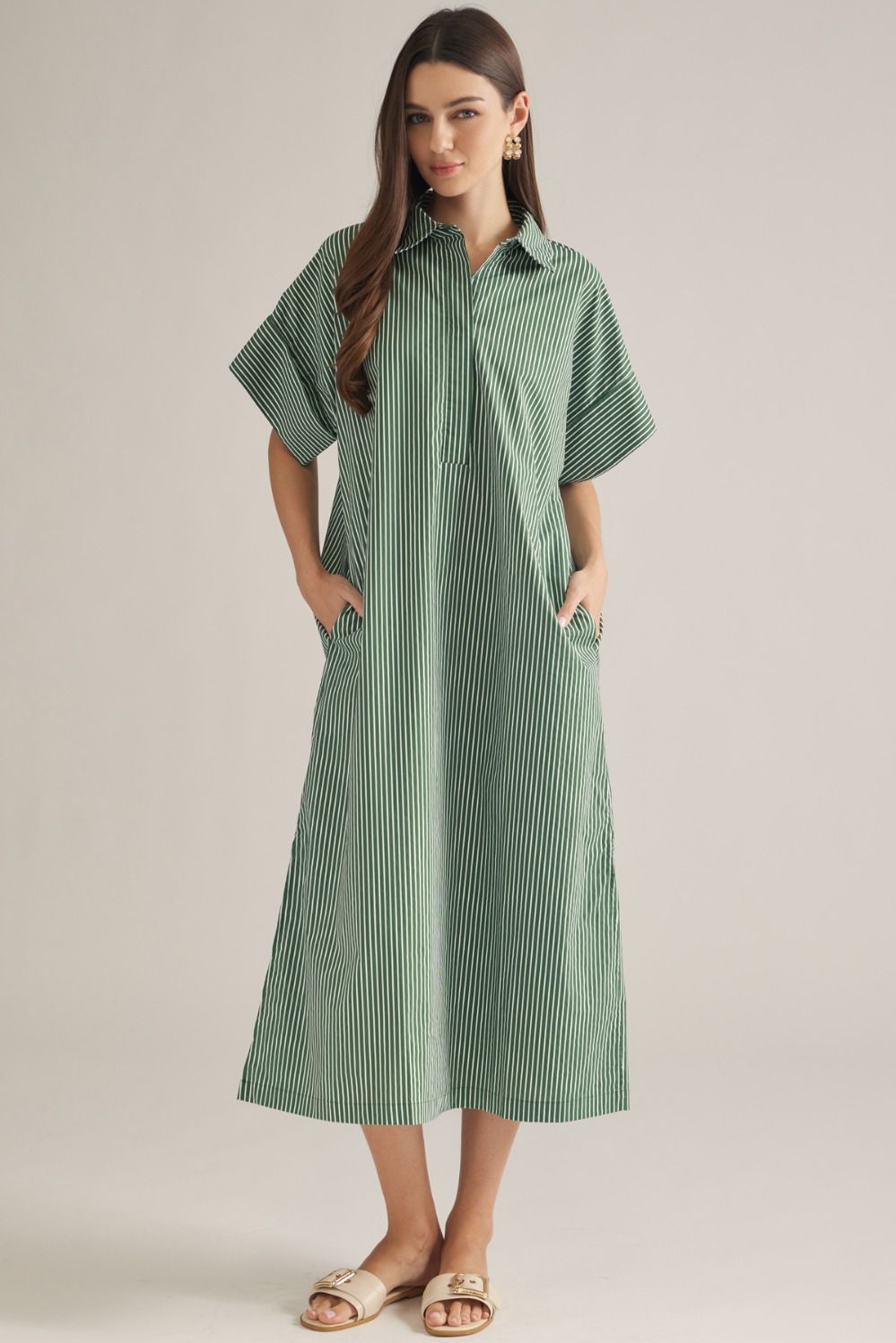 Timeless Striped Midi - Hunter Green