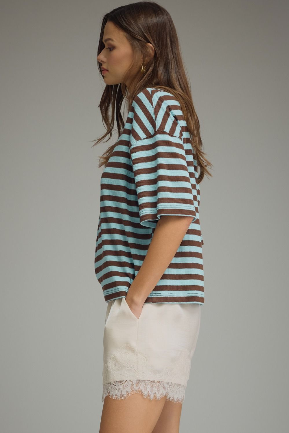 Mocha Sky Ribbed Stripe Top