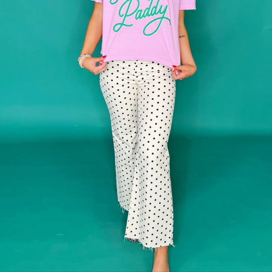 MINI POLKA DOT STRETCHY IVORY DENIM - Poppy & Pine