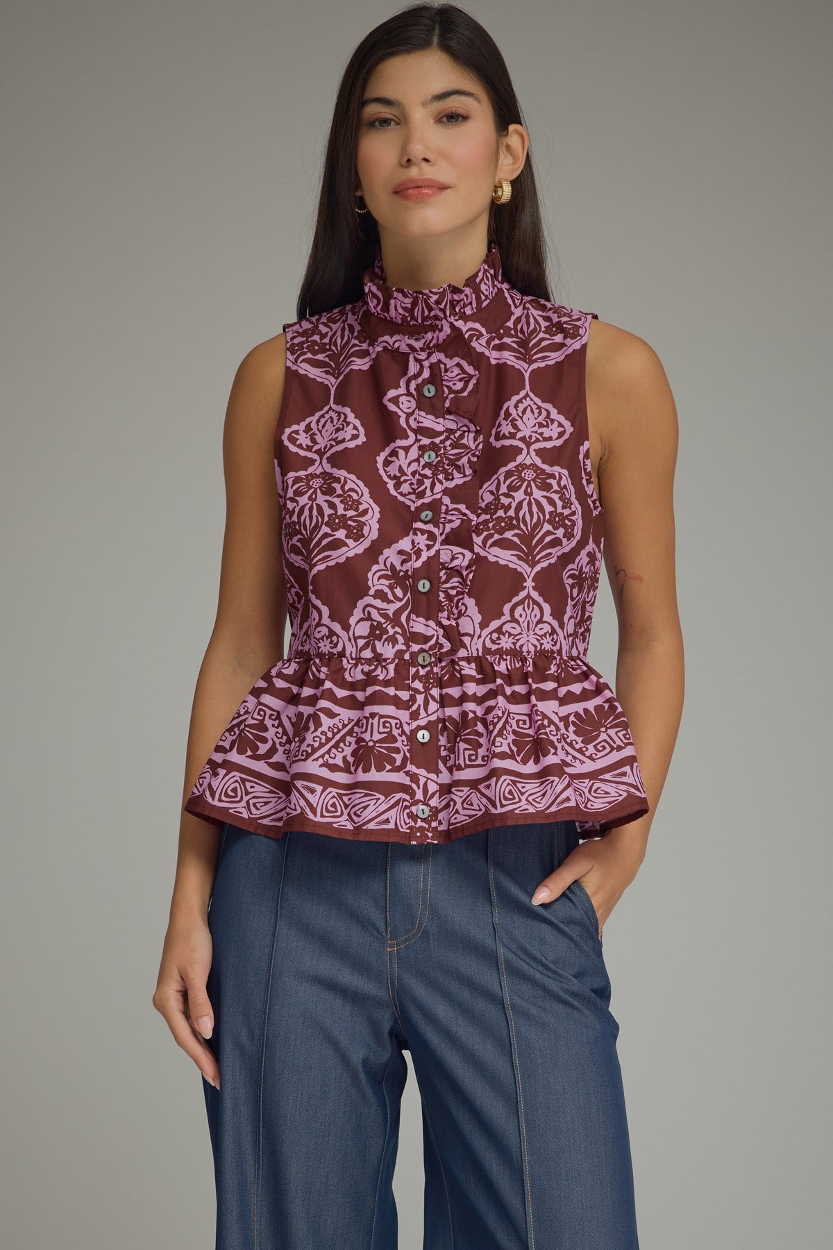 Burgundy Peplum Top