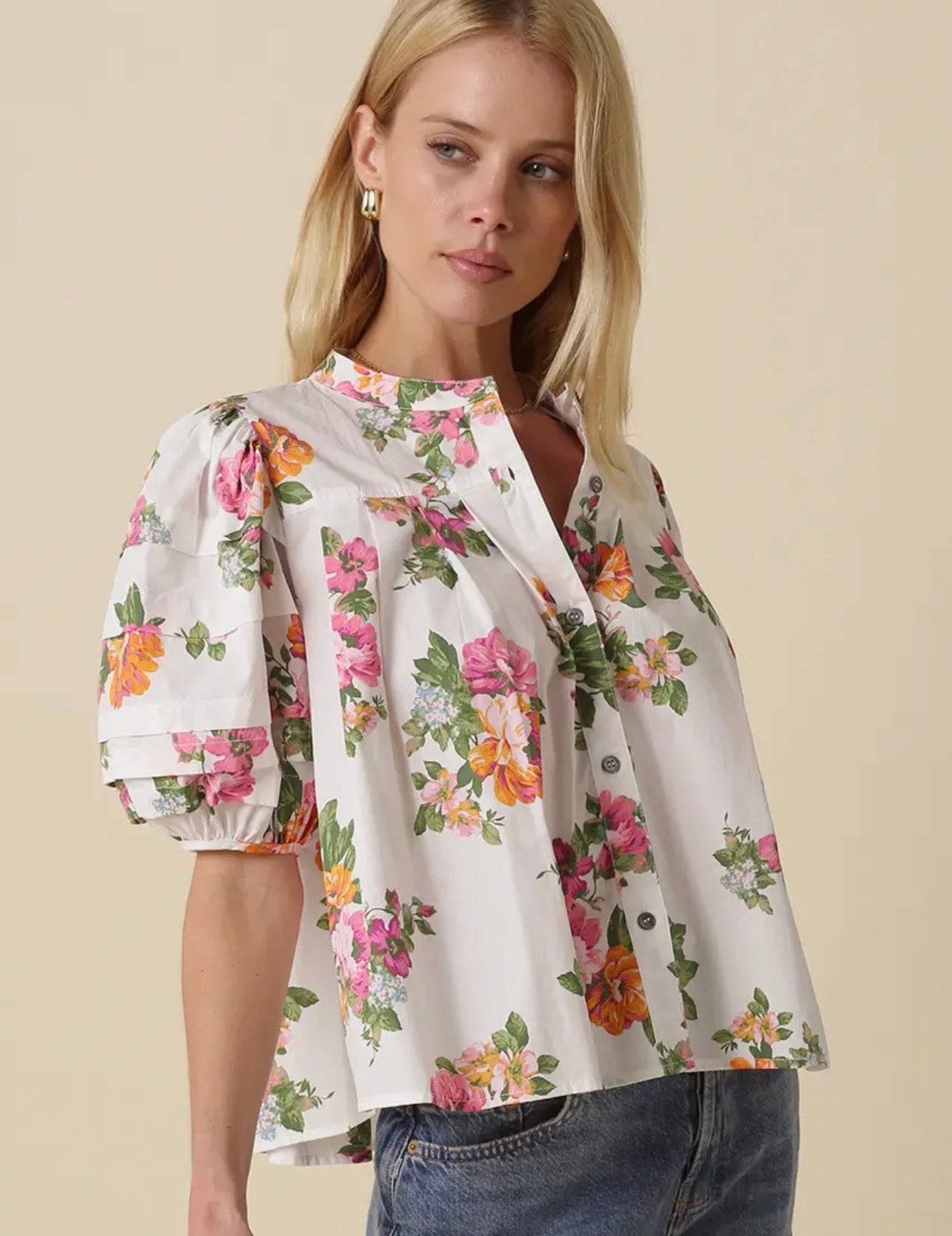 Megan Floral Puff Sleeve Top