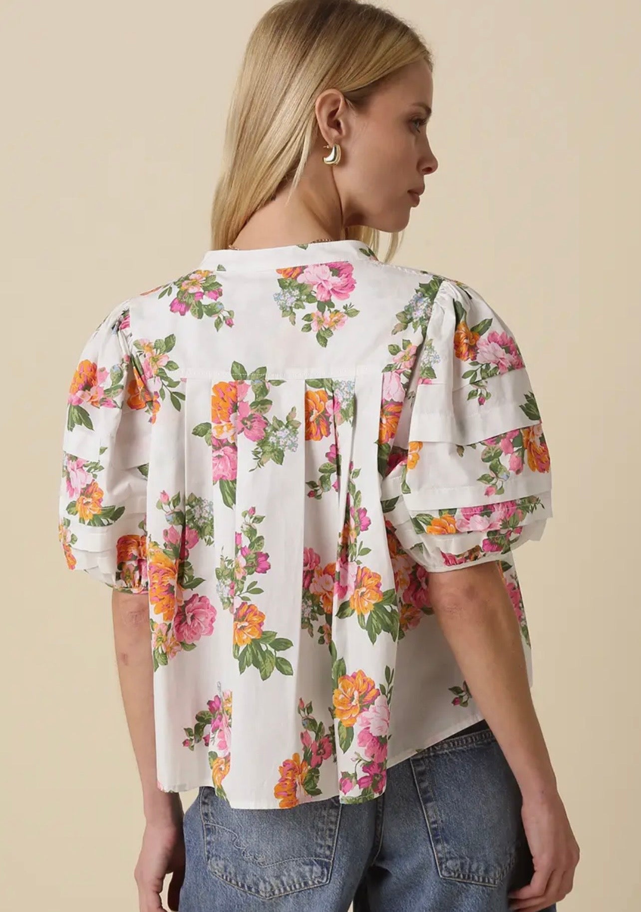 Megan Floral Puff Sleeve Top