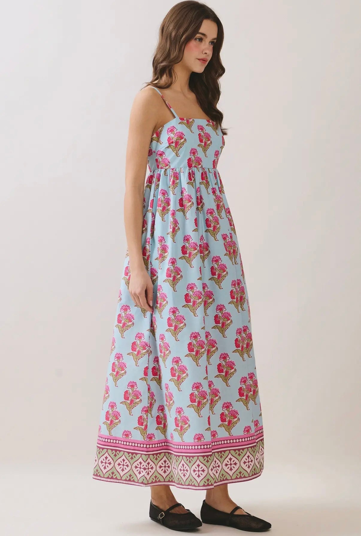 Azure Bloom Midi Dress