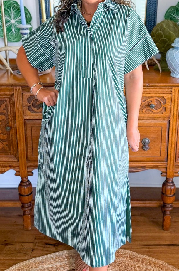 Timeless Striped Midi - Hunter Green