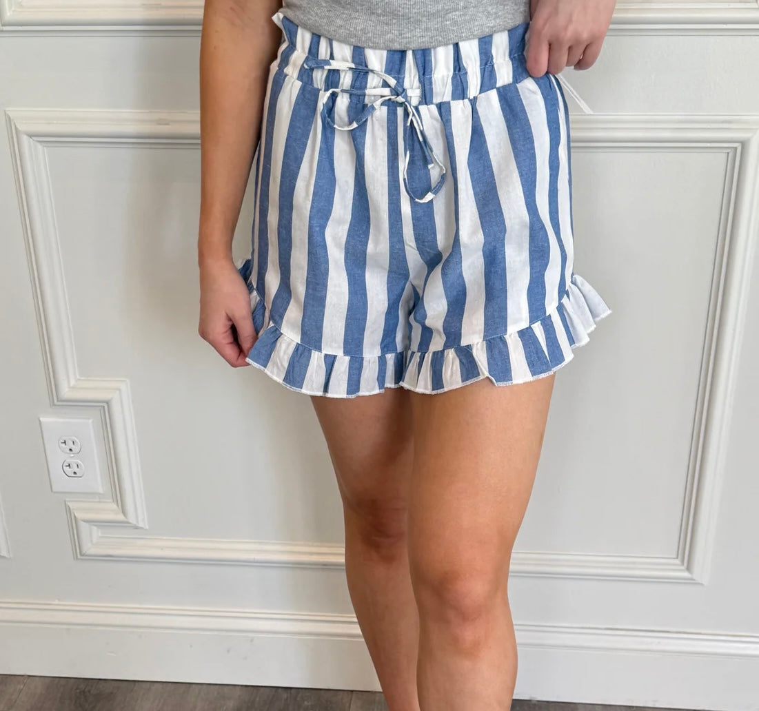 Bluebell Stripe Ruffle Shorts