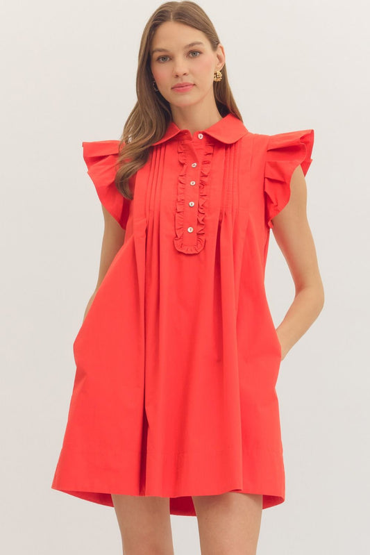 Red Sweetheart Ruffle Mini Dress