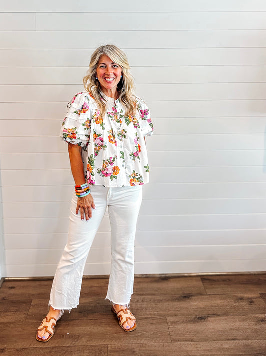Megan Floral Puff Sleeve Top
