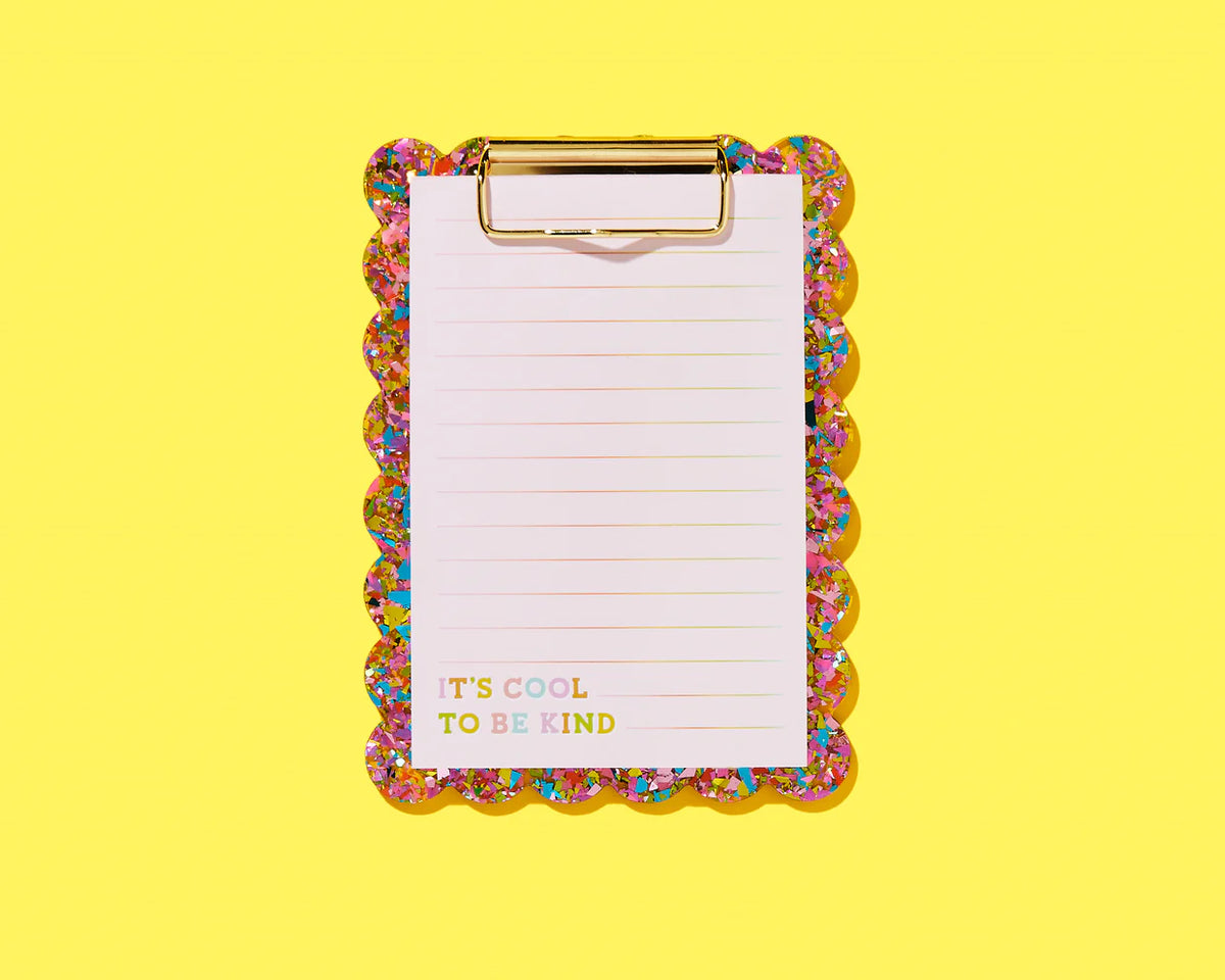 happy confetti clipboard + notepad