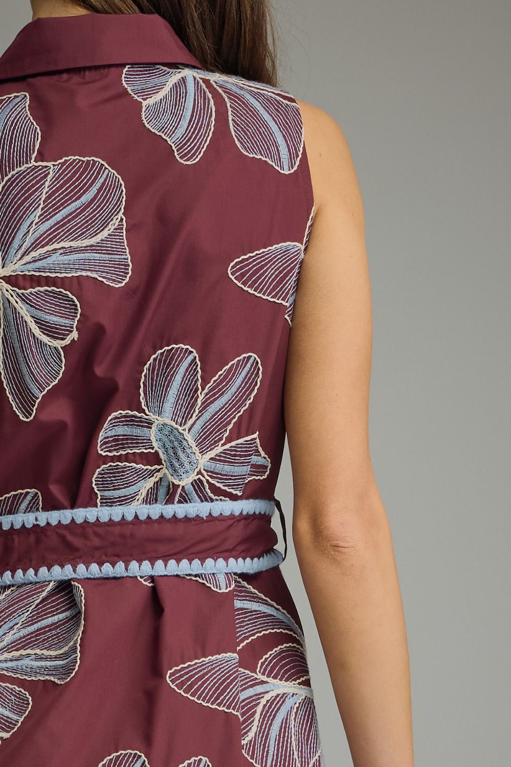 Burgundy Blue Floral Mini Dress