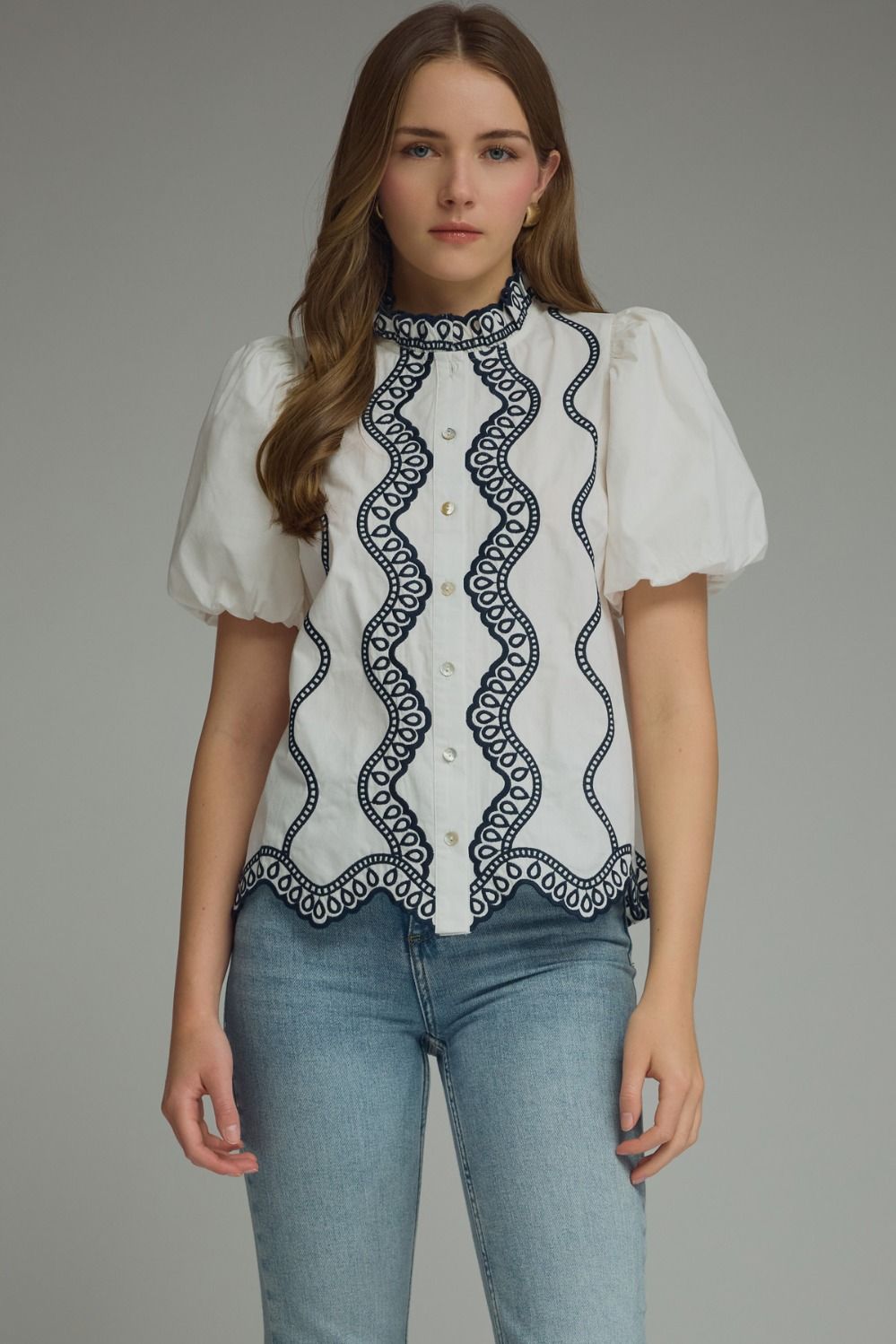 Lighthouse Embroidered Top