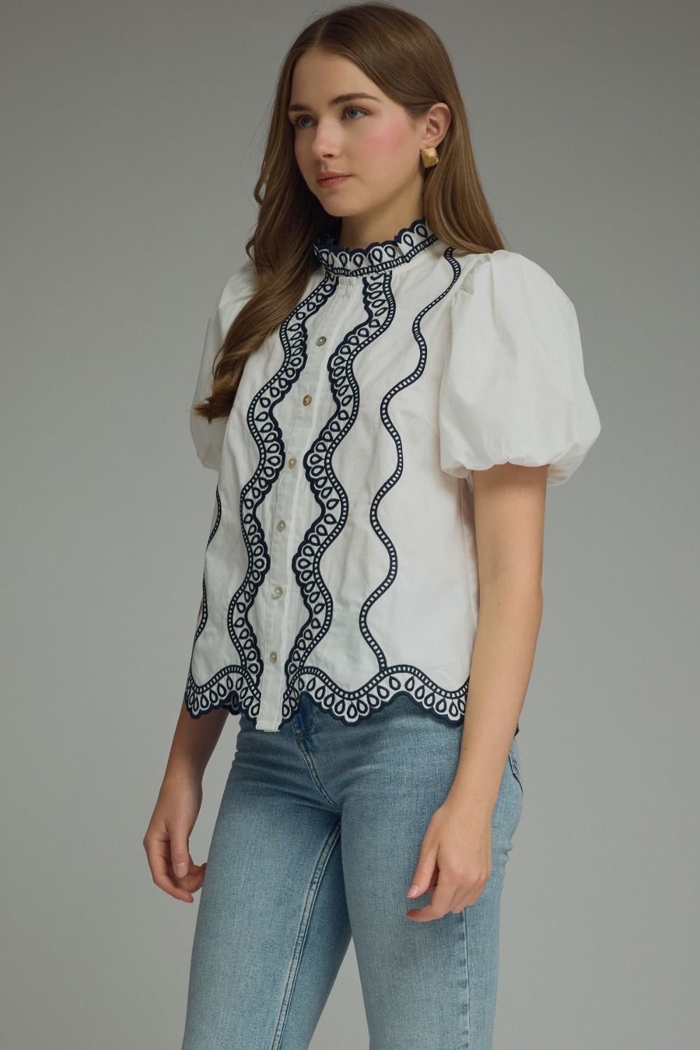 Lighthouse Embroidered Top