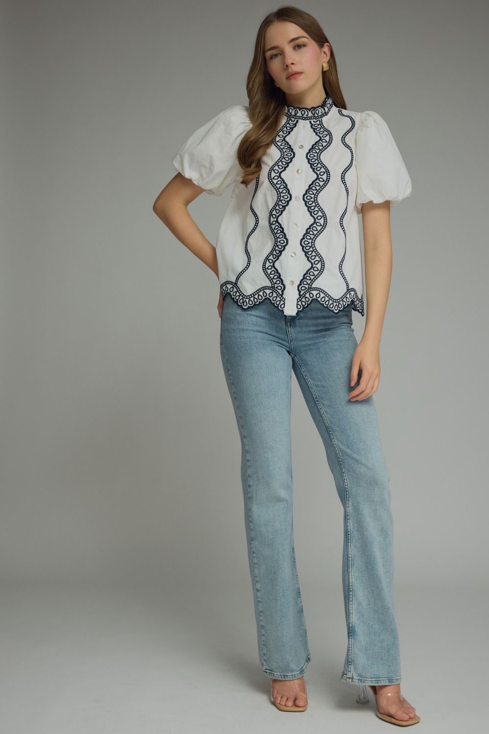 Lighthouse Embroidered Top