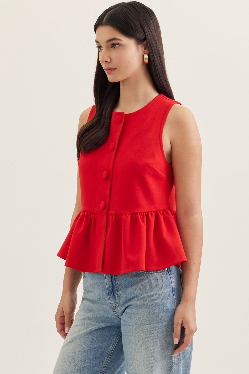 Carolina Peplum Top - Red