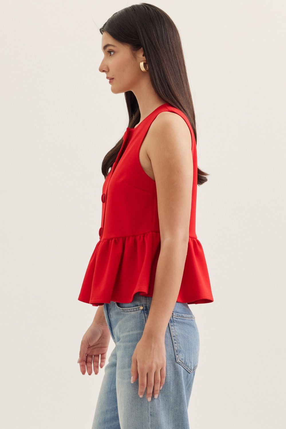 Carolina Peplum Top - Red