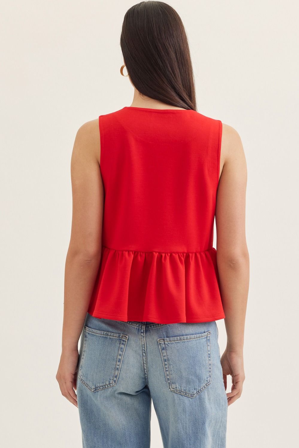 Carolina Peplum Top - Red