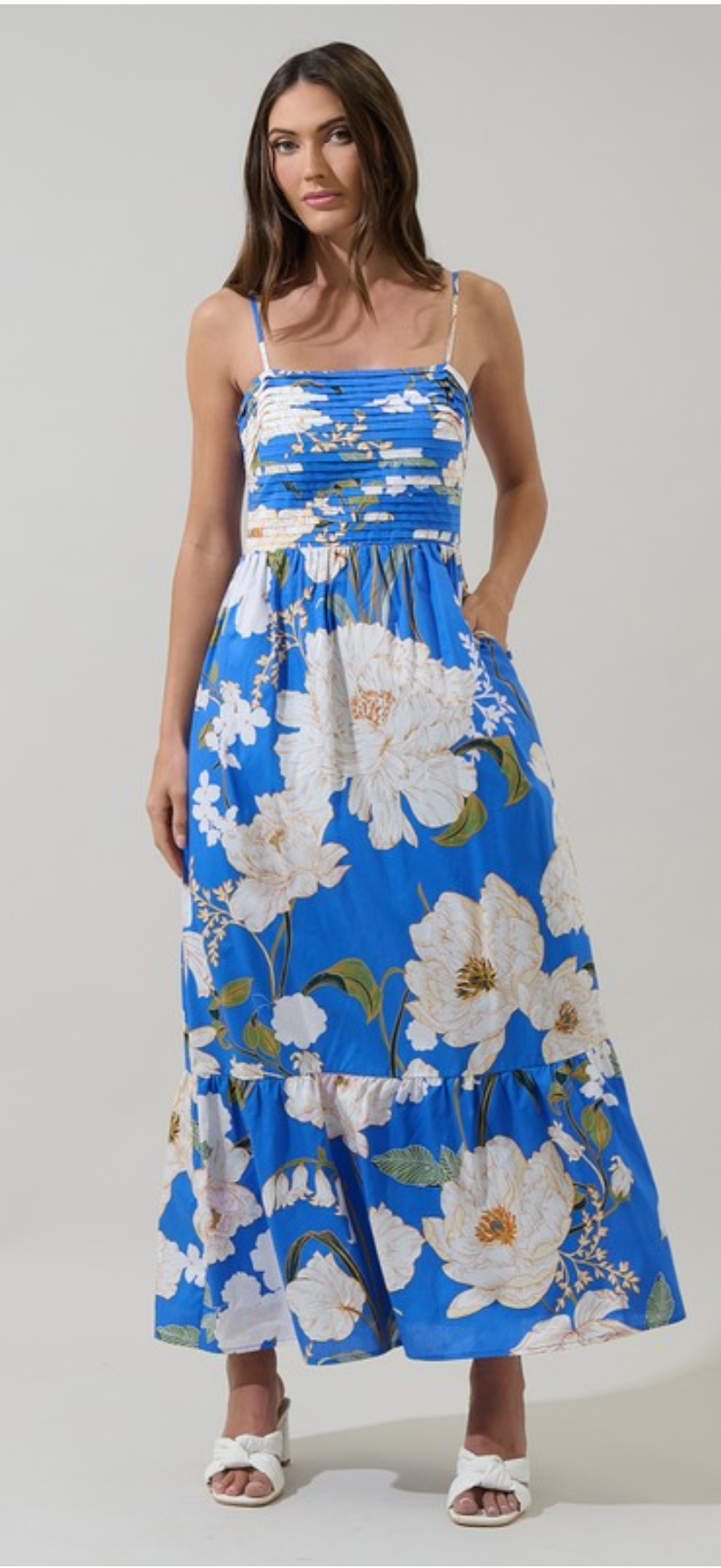 The Coastal Bloom Smocked Midi Dress