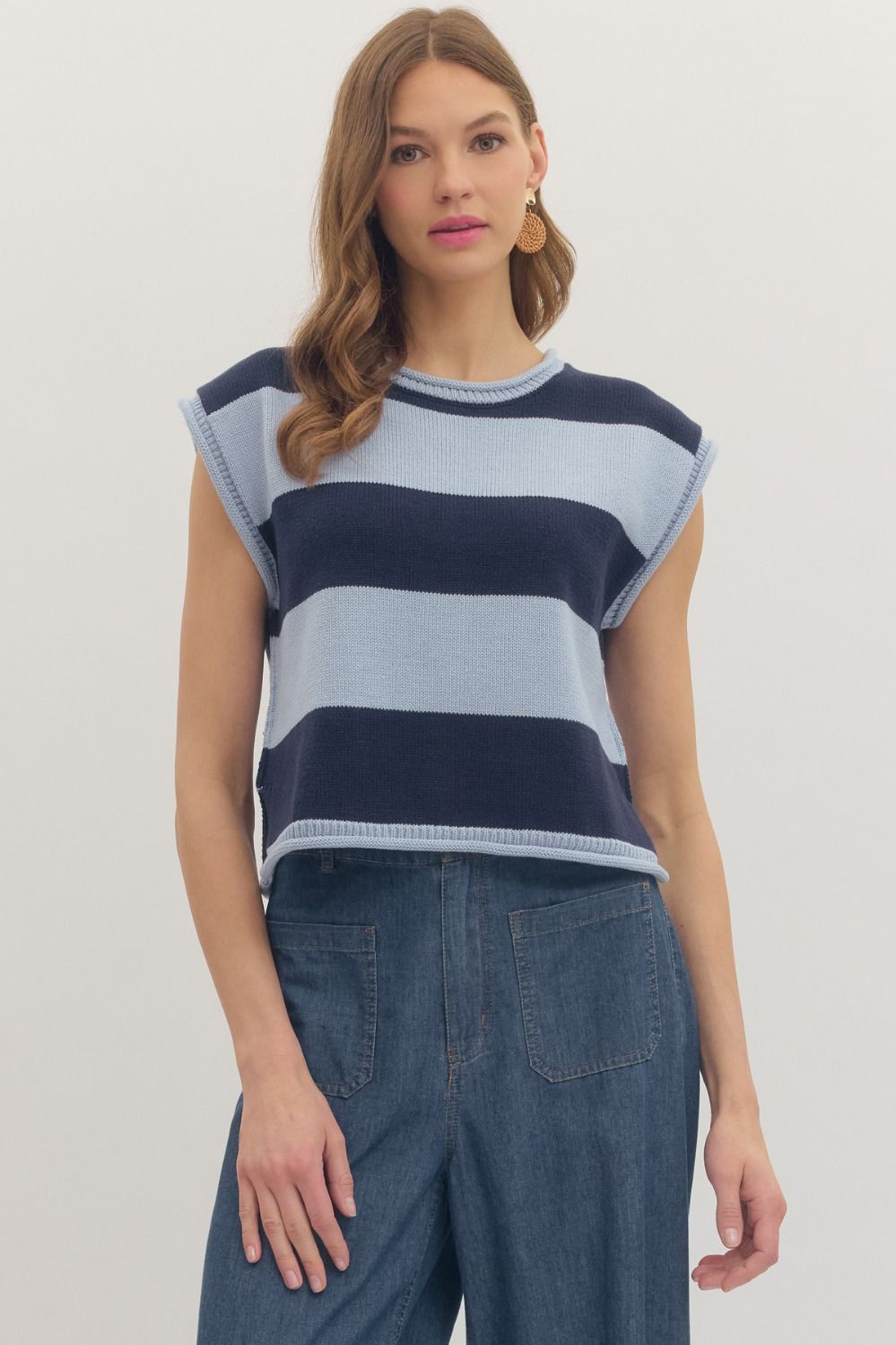 Coastal Cap Sleeve Sweater Top