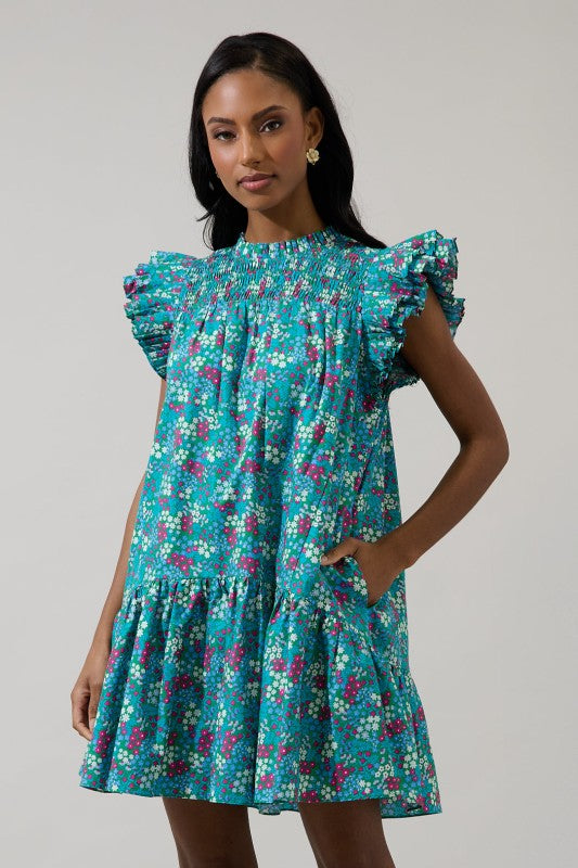 Karela Blossom Smocked Mini Dress