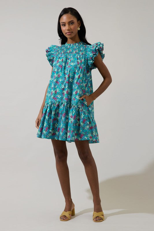 Karela Blossom Smocked Mini Dress