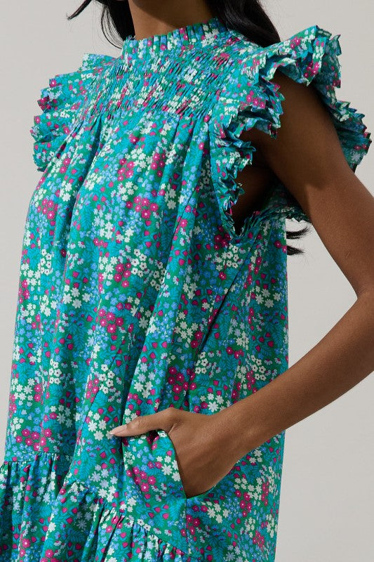 Karela Blossom Smocked Mini Dress