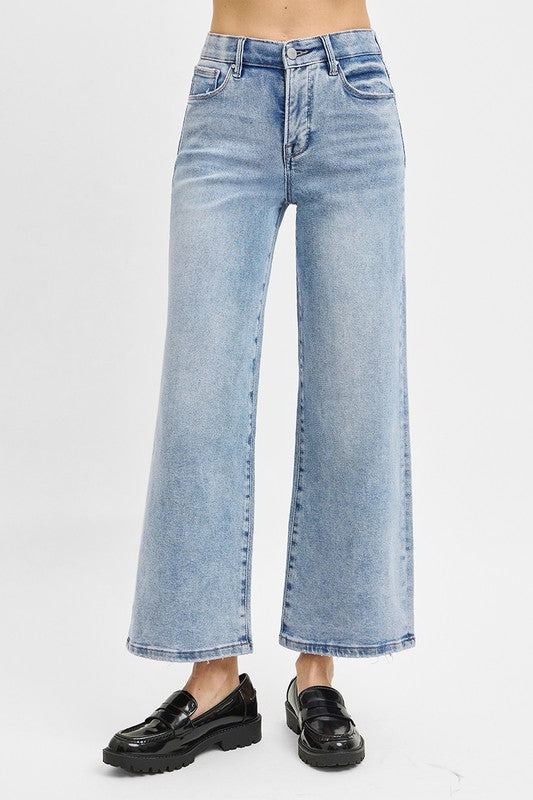 Risen High Rise Crop Wide Jean Light