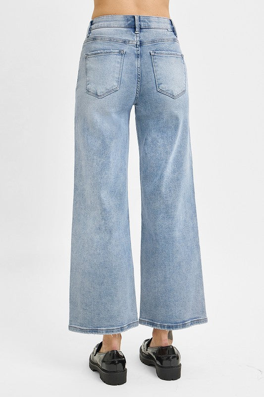 Risen High Rise Crop Wide Jean Light