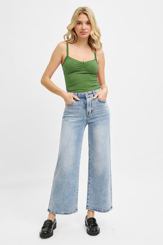 Risen High Rise Crop Wide Jean Light