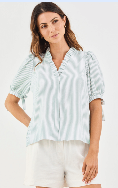 Lainey Seafoam Seersucker Top