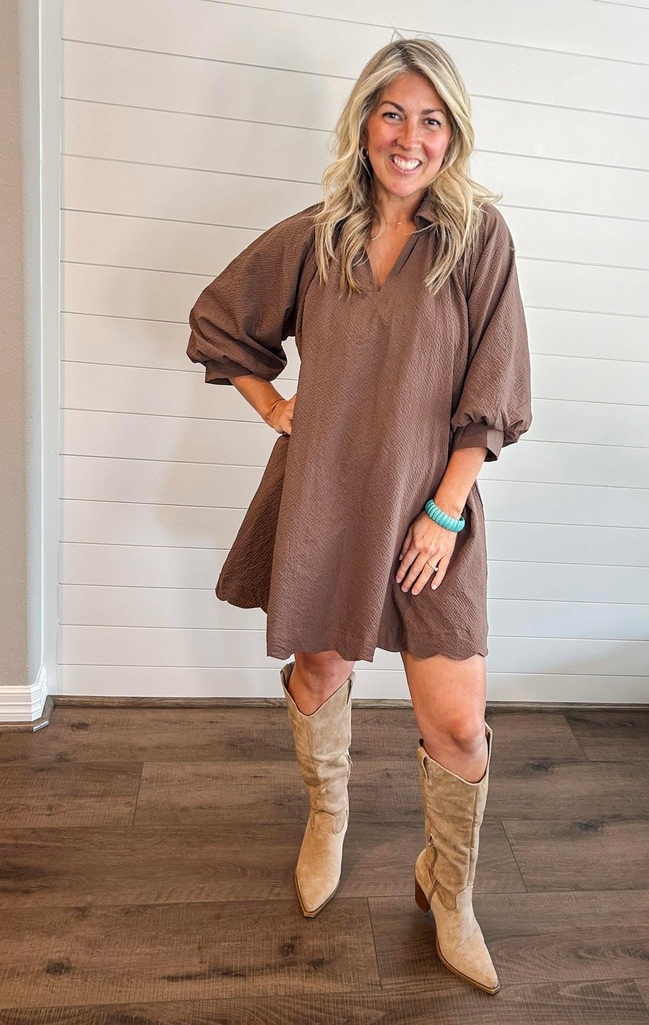 Claire Mini Dress in Chocolate