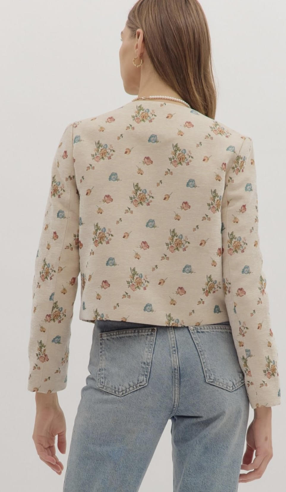 Multi Floral Print Button Front Jacket