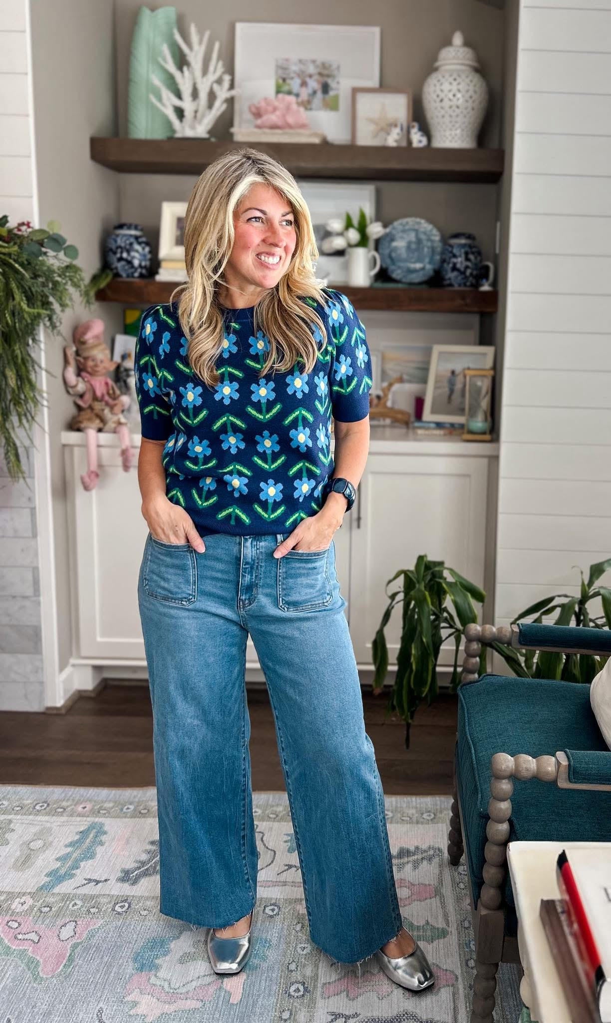 Spring Floral Knit Sweater